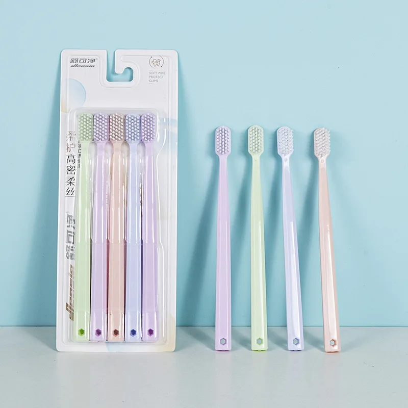 adult-soft-bristle-toothbrush-family-pack-5-pieces-macaron-color-natural-bamboo-charcoal-toothbrush