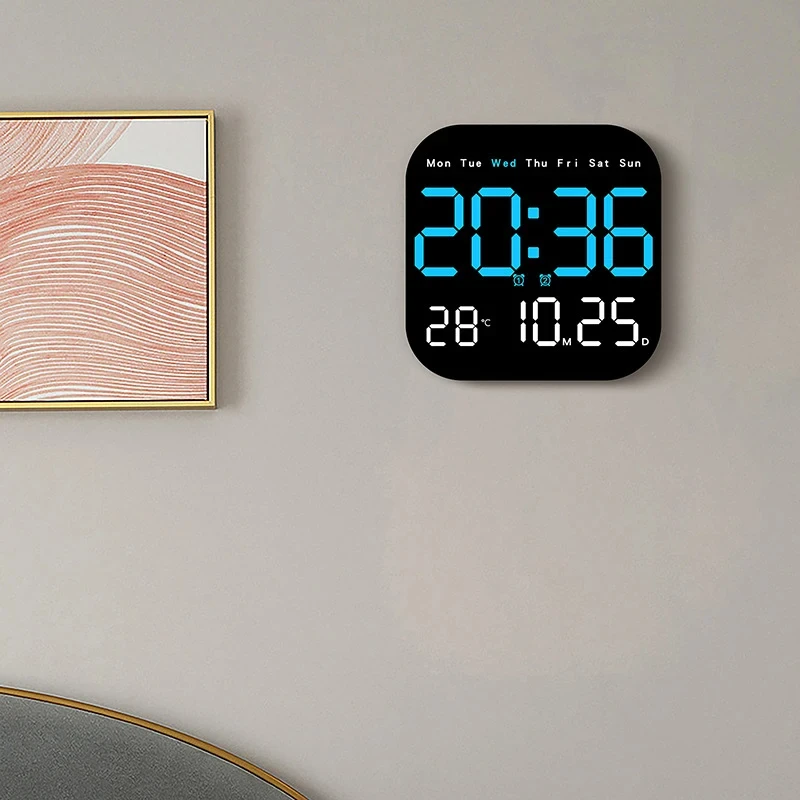 Large Display With Timing Function Remote Control Clock for Living Room Office Bedroom Decor Digital Wall Clock LED Alarm Clock