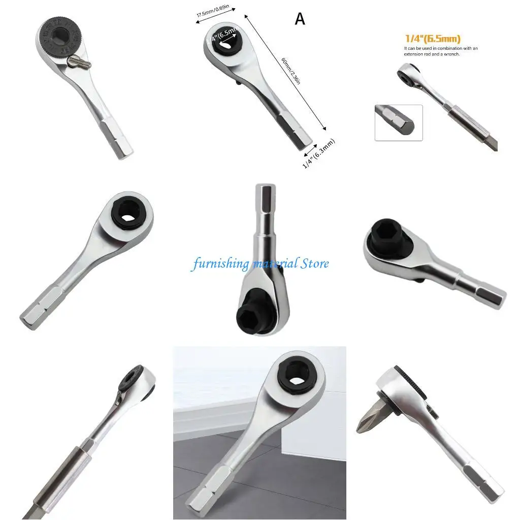 

Y5GD 1/4inch Quick Socket Ratchet Wrench Stem Screwdriver Bit Tool Ratchet Handle