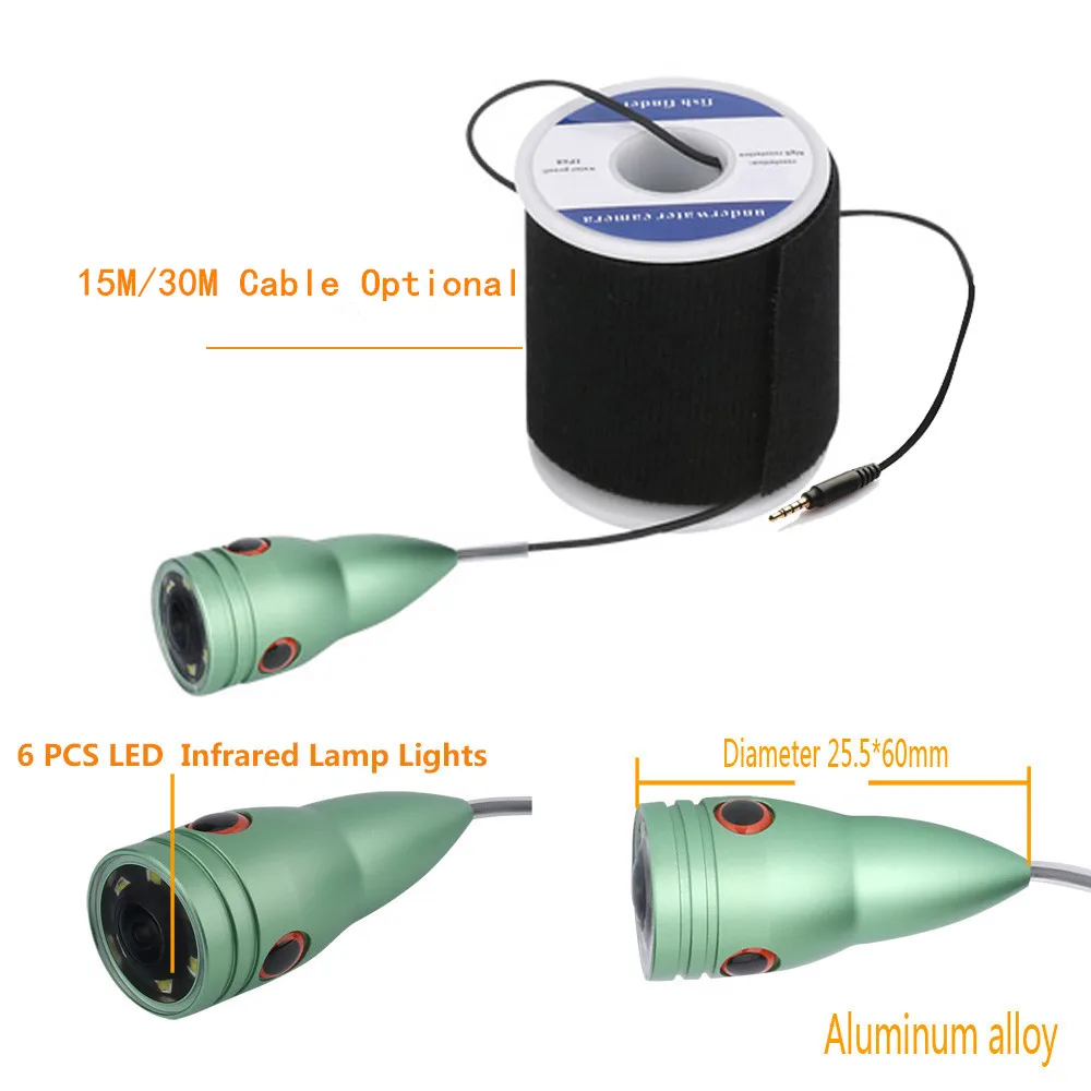 15M 1200TVL  Underwater Fishing Camera 4.3 inch  6PCS 6W IR LED Night Vision Camera For Fishing