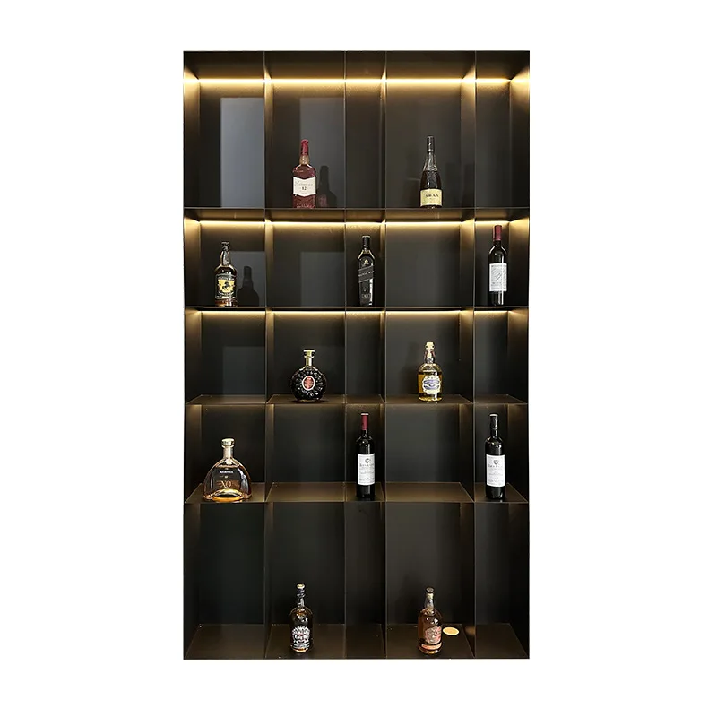 

Stainless Steel Constant Temperature Wine Cabinet Living Room Background Wall Screen Stainless Steel Foreign Wine Luminous Back
