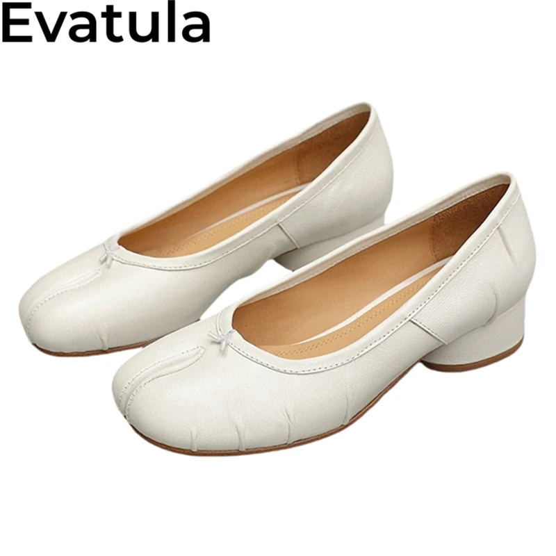 2024 Summer New Pleated Real Leather Ballet Flat Shoes Women Fashion Split Toe Single Shoes Casual Walking Loafers Shoes Female