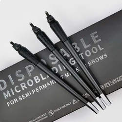 10Pcs Disposable Microblading Pen 0.15/0.18mm 18U Sterilized Permanent Makeup Eyebrow Tattoo Pen with U Blades