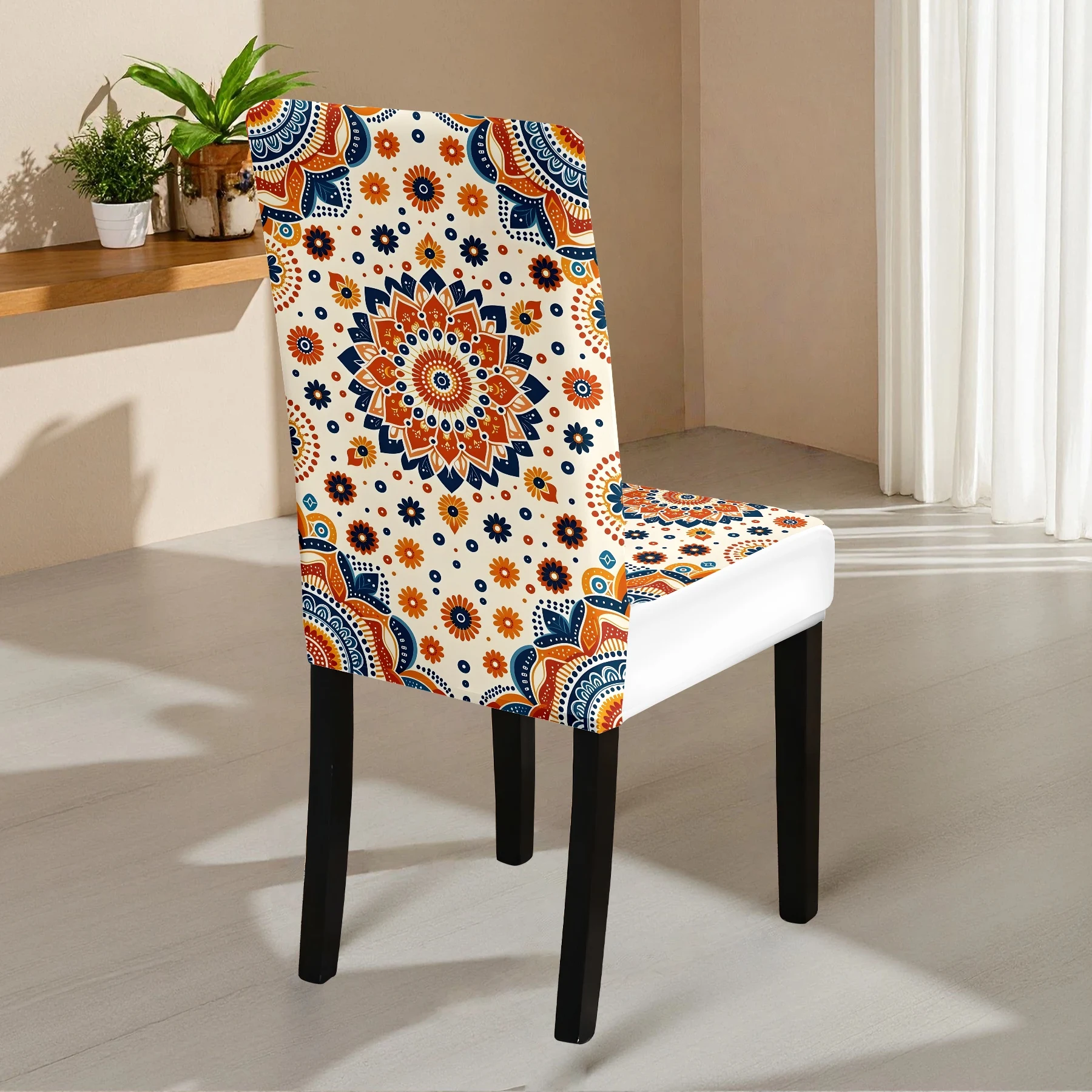 Bohemian Mandala Print Elastic Chair Cover, 2024 New Stretchable Full - Coverage Seat Cover, Washable & Fade
