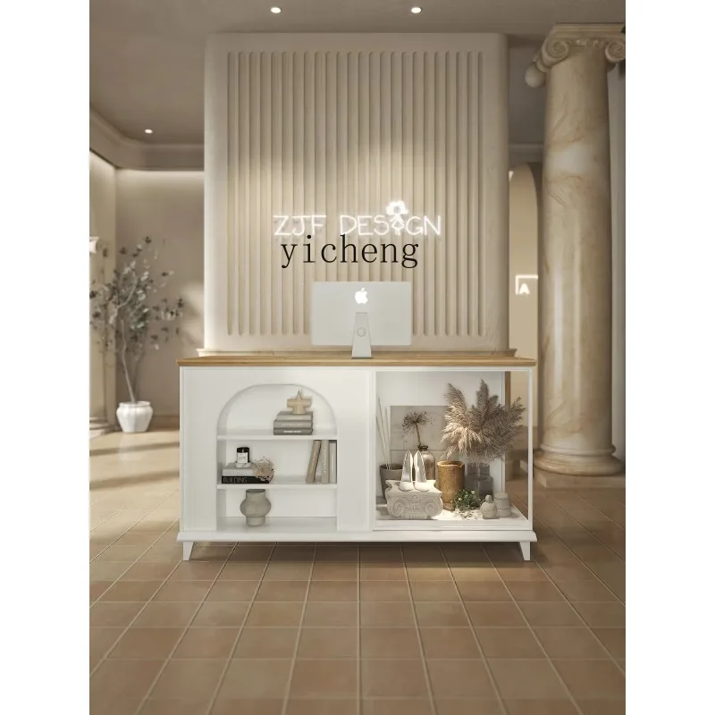 GZ-24 Checkout Page Display Counter Integrated White Paint Collection Table Reception Desk