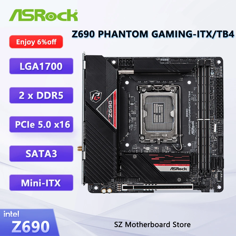 ASROCK Z690 PHANTOM GAMING-ITX/TB4 LGA 1700 DDR5 motherboard Z690