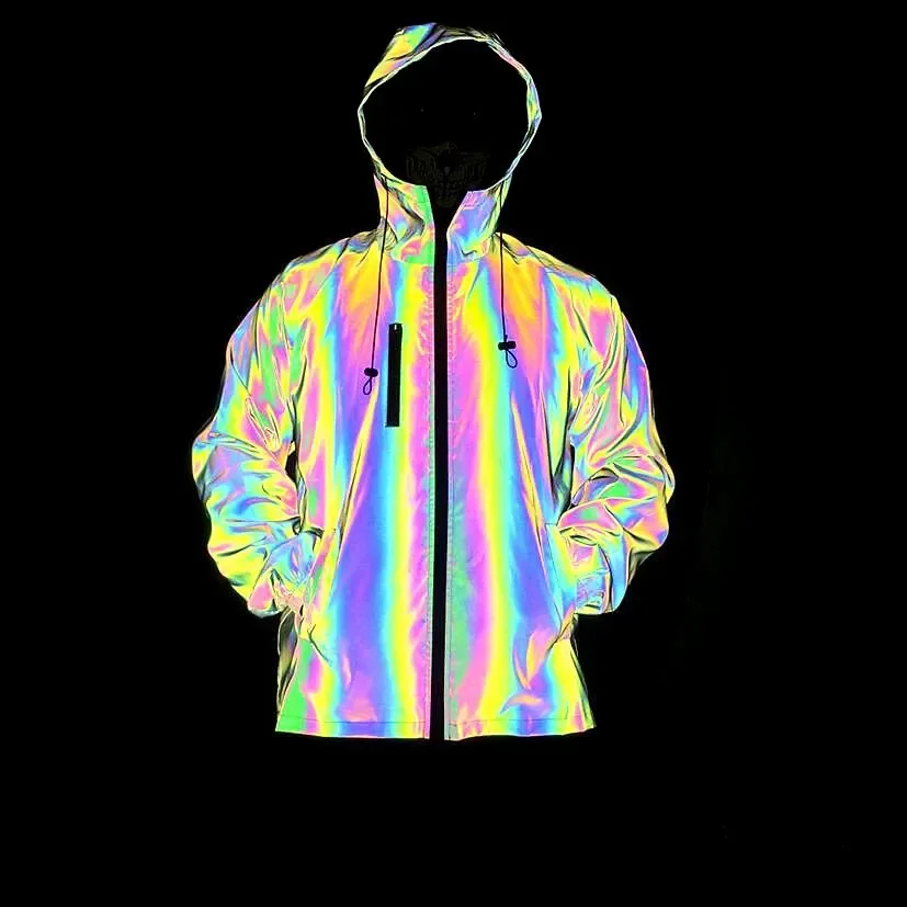 New 2024 Reflective Jacket Men Hip Hop Jackets Coats Man Harajuku Street Fashion Windbreaker