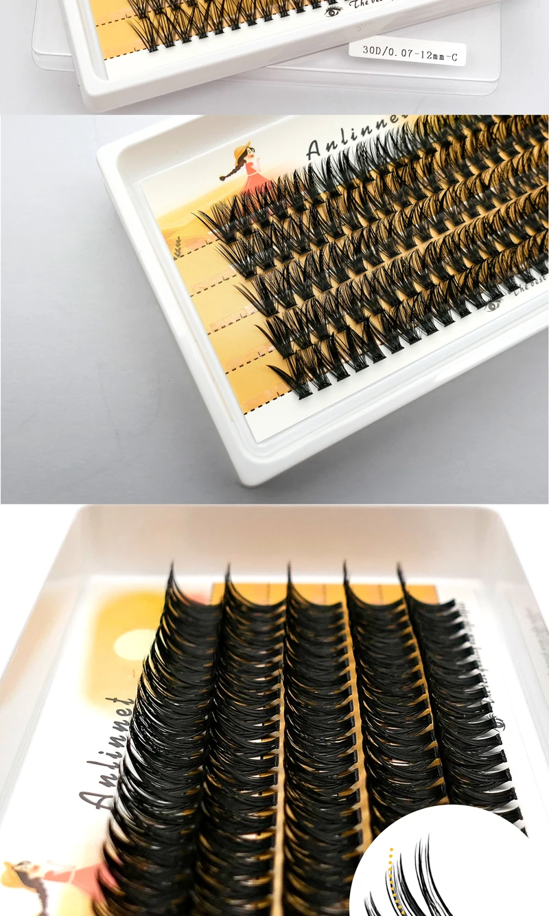 ANNINNET 5 Reihen 100 Cluster, natürliches Make-up für falsche Wimpern, weiche Wimperncluster, professionelle Wimpernverlängerung – Detail 4