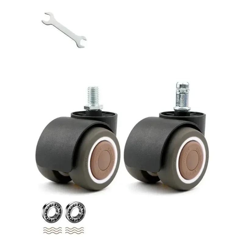 5Pcs 2 inch M10/M11 Circlip/Screw Silent Universal Casters, Swivel Wheels for Office Chairs