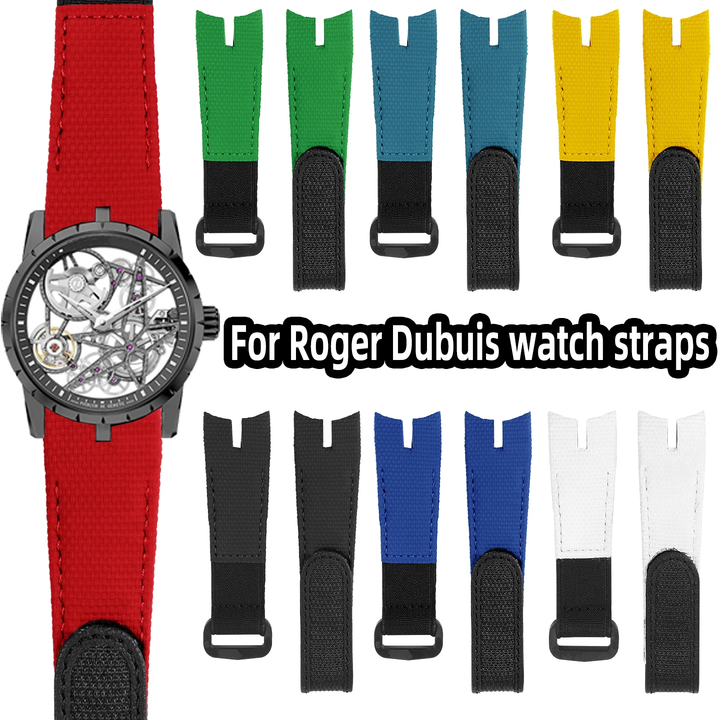 Fluororubber Watch Strap For Roger Dubuis Excalibur King Series Special Notched Design Replacement Custom Watch Strap for Men