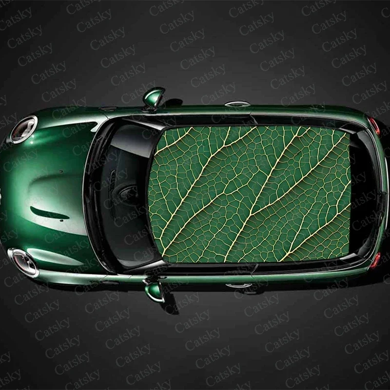 Leaf Vein Pattern Car Roof Sticker Wrap Racing SUV Accessories Packaging Painted PVC Custom Car Graphic Decal