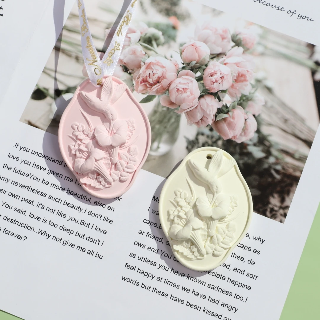 Flying Bird Flower Car Hanging Plaster Mold Group Building Activity DIY Aromatherapy Gypsum Wardrobe Hanging Silicone Mold