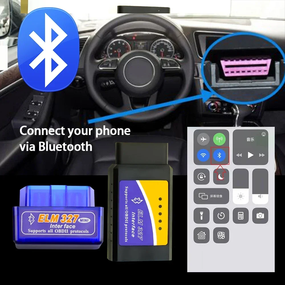 OBD2 Car Scanner Mini ELM327 Diagnostic Adapter Tester Wireless WIFI Bluetooth Car Diagnostic Tool Code Reader for Android IOS