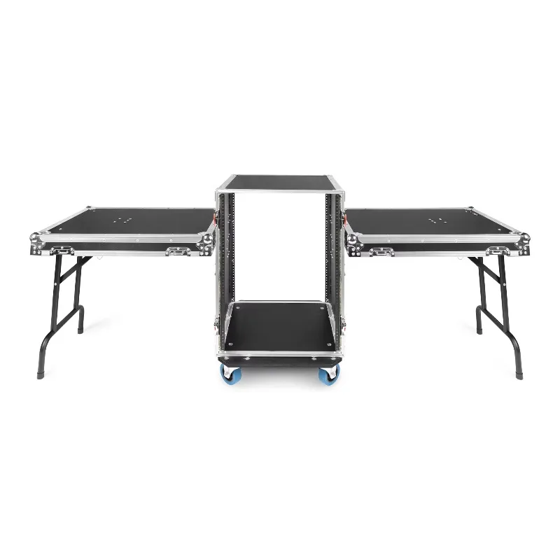 Custom Aluminum Flight Case Heavy Duty Rack Case Shock Mount for Amplifier Workstation Mixer Rack Case with Side Tables
