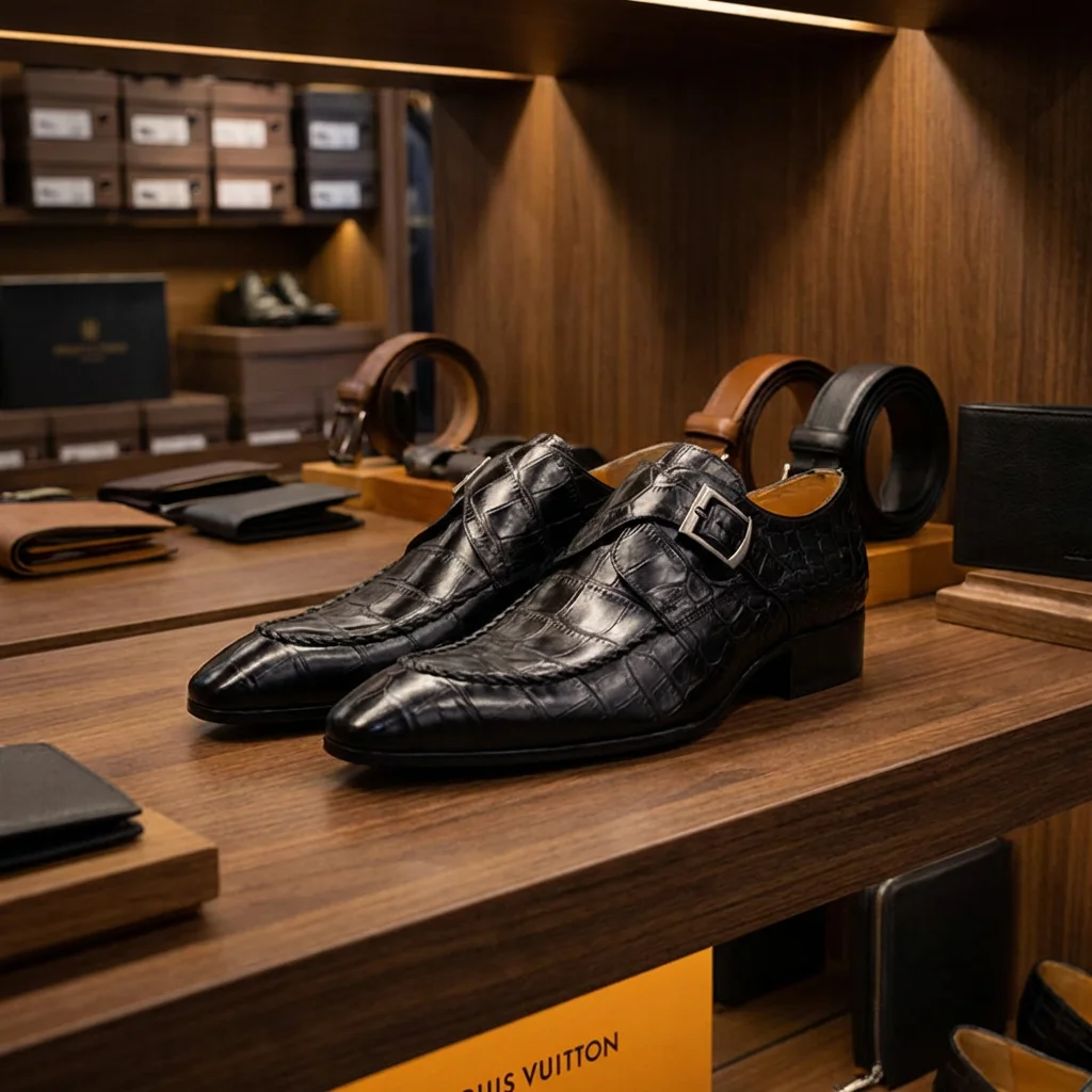 Handmade Wedding Shoes for Men Fashion Monk Strap Dress Shoes with Metal Buckle First Layer Cowhide Leather Formal Office Shoes