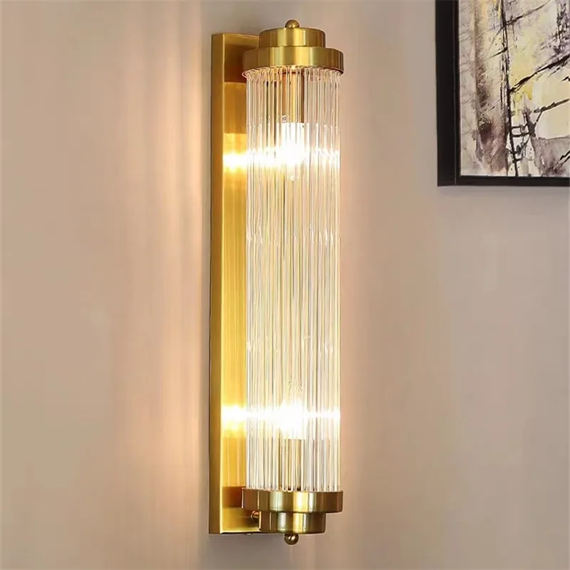 

Luxury rotatable wall lamp Crystal Glass long wall sconce For Living Room Bedside Corridor Hotel Villa Gold bedroom lighting