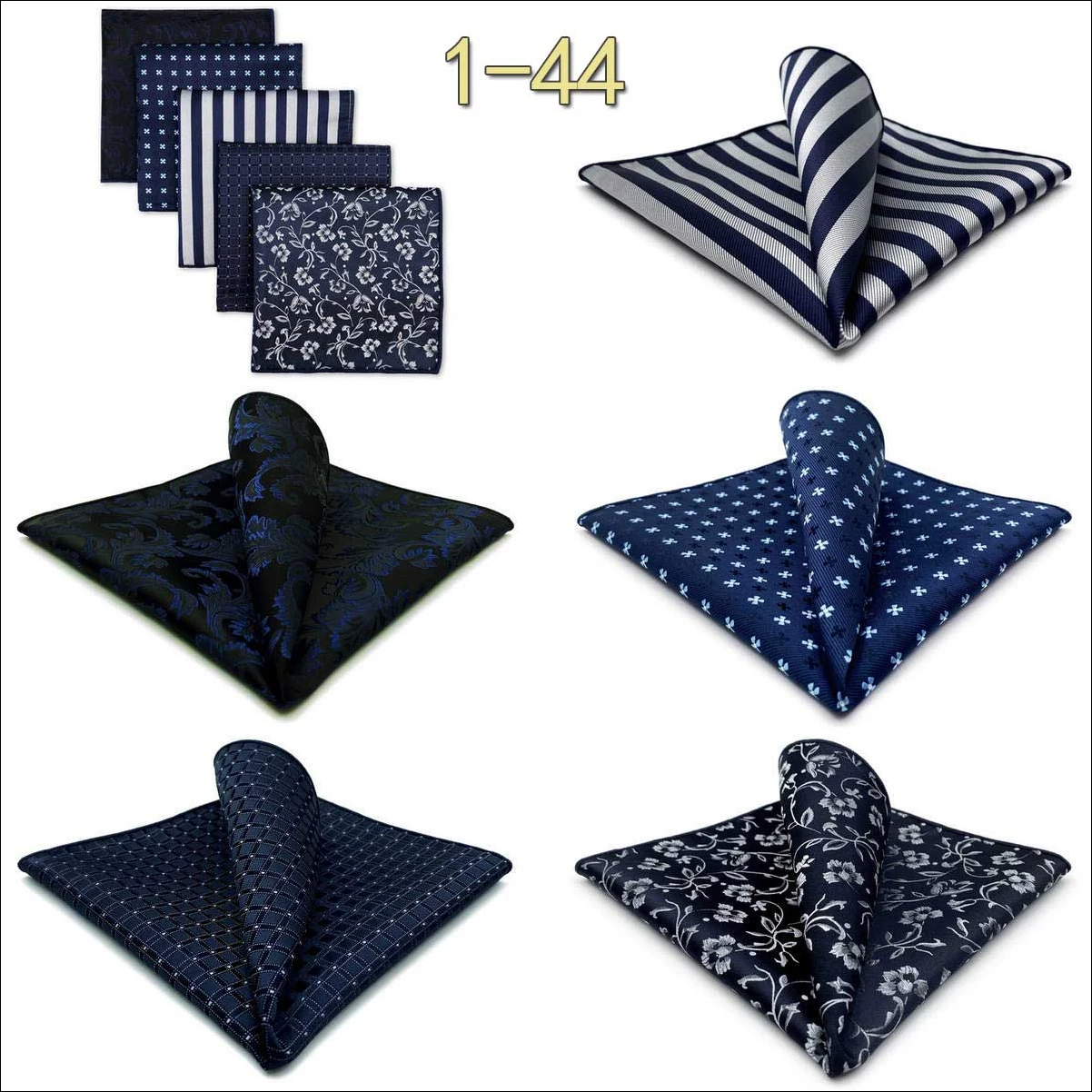 5 PCS Luxury Mens Pocket Square Set Handkerchief Assorted Paisley Floral Print Striped Hanky Suit Gentlemen Wedding Gift Vintage