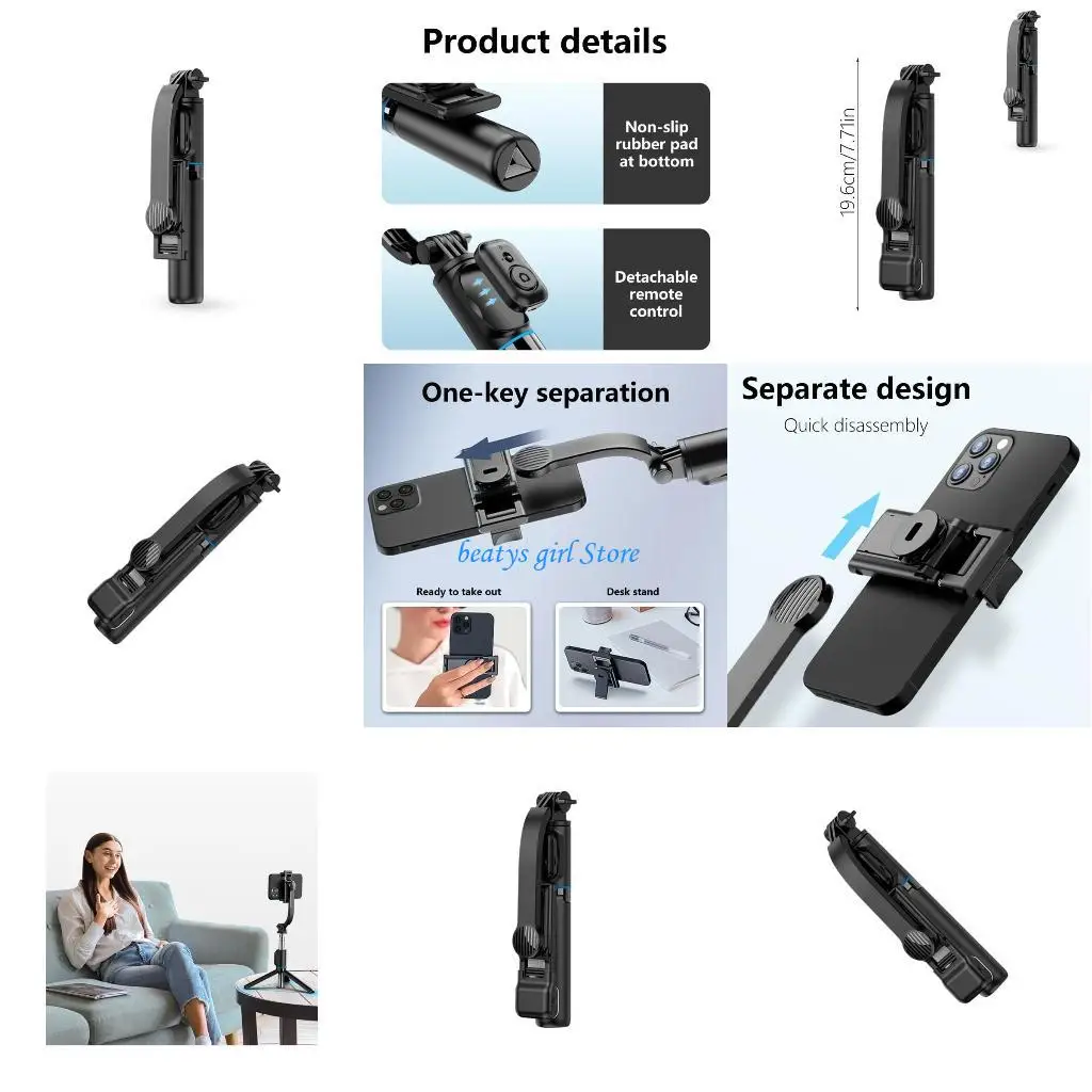 

C7AB Wireless Remote Tripod Selfie Wide Compatibility Foldable Phone Holder
