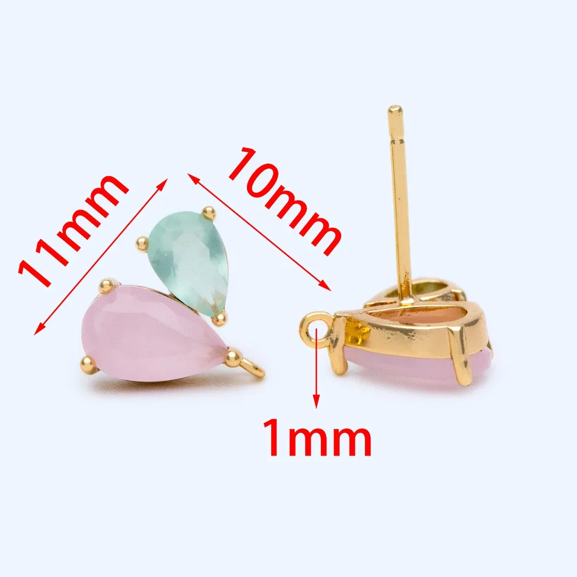 6PCS Cute Pink Water Drop Love Pendant Ear Needle 925 Silver Needle For Making Earring Accessories DIY Material