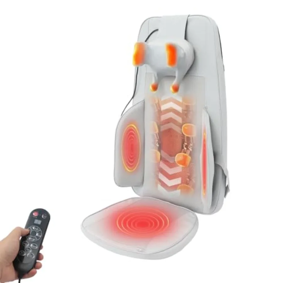 Neck and Back Massager with Heat for Chair Pad Cushion Deep Tissue Massage Pad in Black for Pain Relief