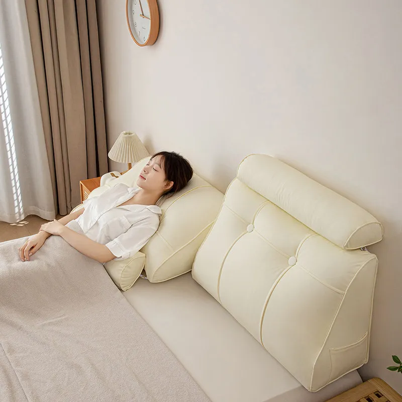 

Подушка для чтения для кровати Треугольная подушка изголовья клина с цилиндрической подушкой Подушки для кушетки для сидения Съемные