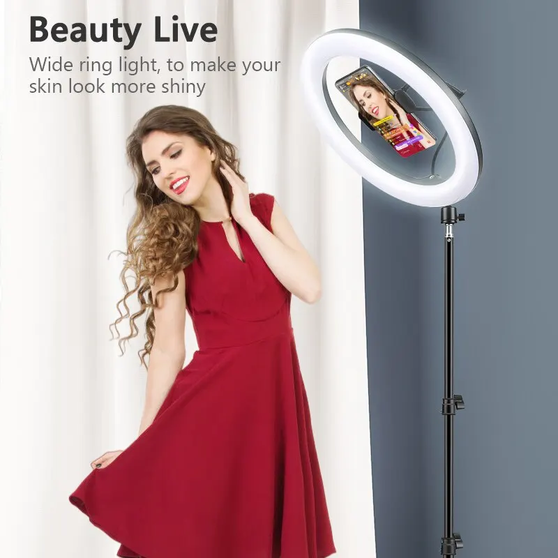 LED Selfie Ring Light Photography Video Light,Optional Tripod Stand,8/10 Inch RingLight with Phone Holder for Live Streaming