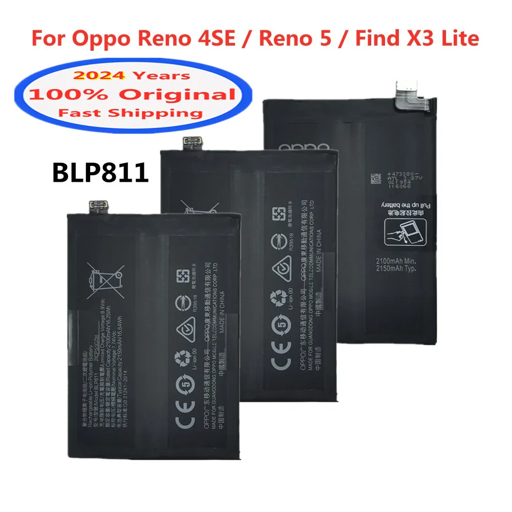 New 100% Original BLP811 Battery For OPPO / Reno4 SE / Reno5 / Reno5 K / Find X3 Lite 4300mAh Mobile Phone Battery Batteries