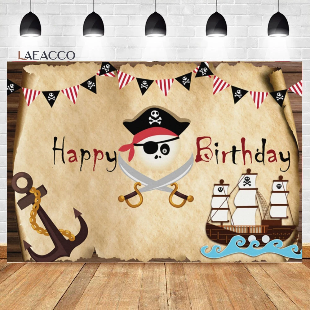 Barco Pirata Calavera isla mapa Grunge antiguo, navegación temática, fiesta de cumpleaños, fotófono, fondos de fotografía, accesorios de fotografía