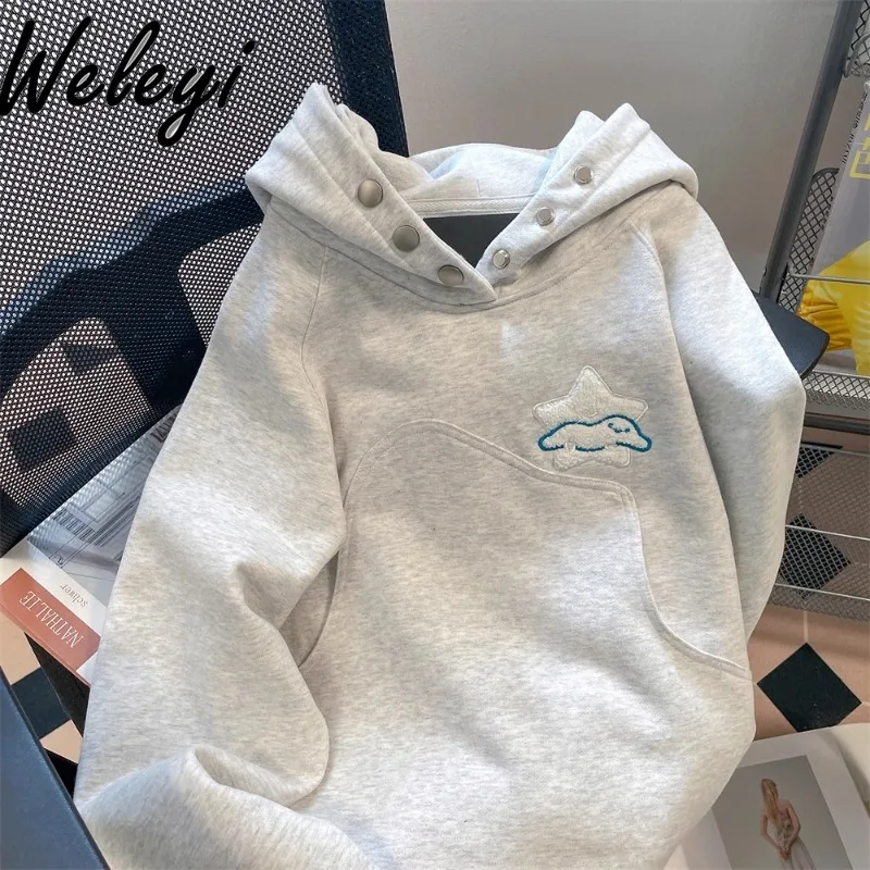 Kawaii Embroidered XINGX Hoodies Womens Clothes 2024 Autumn and Winter Fashion Milk Sweet Art Student Niche Fleece Hooded Jacket