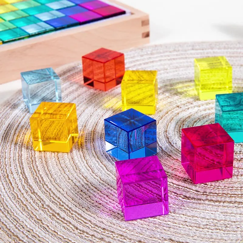 Blocos empilhando acrílicos transparentes altos, brinquedos sensoriais montessori, jogo aberto, retângulo, para crianças, 20pcs