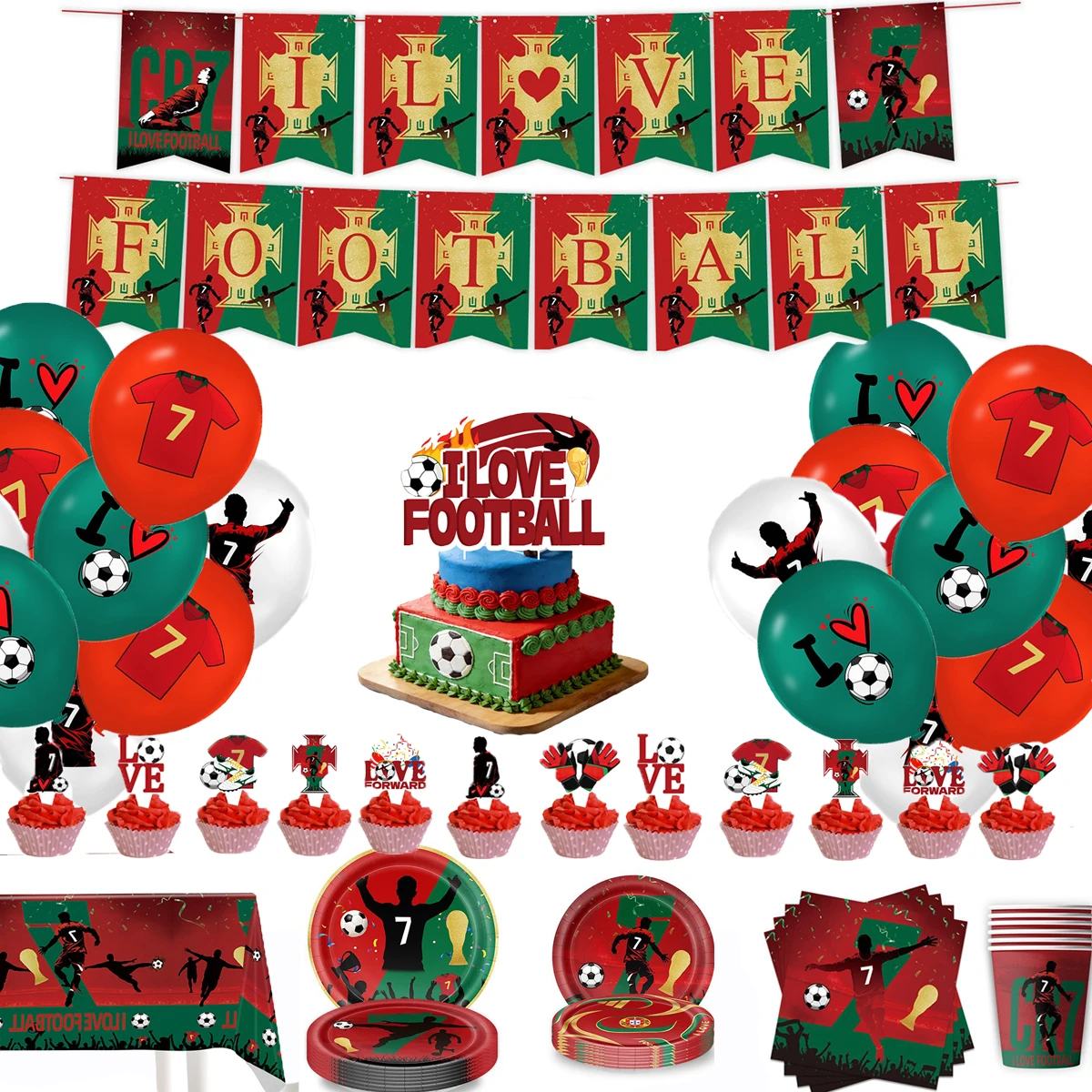 

Football Kids Birthday Party Decorations Set Football Decorations for C.Ronaldo Fans Birthday Celebrations