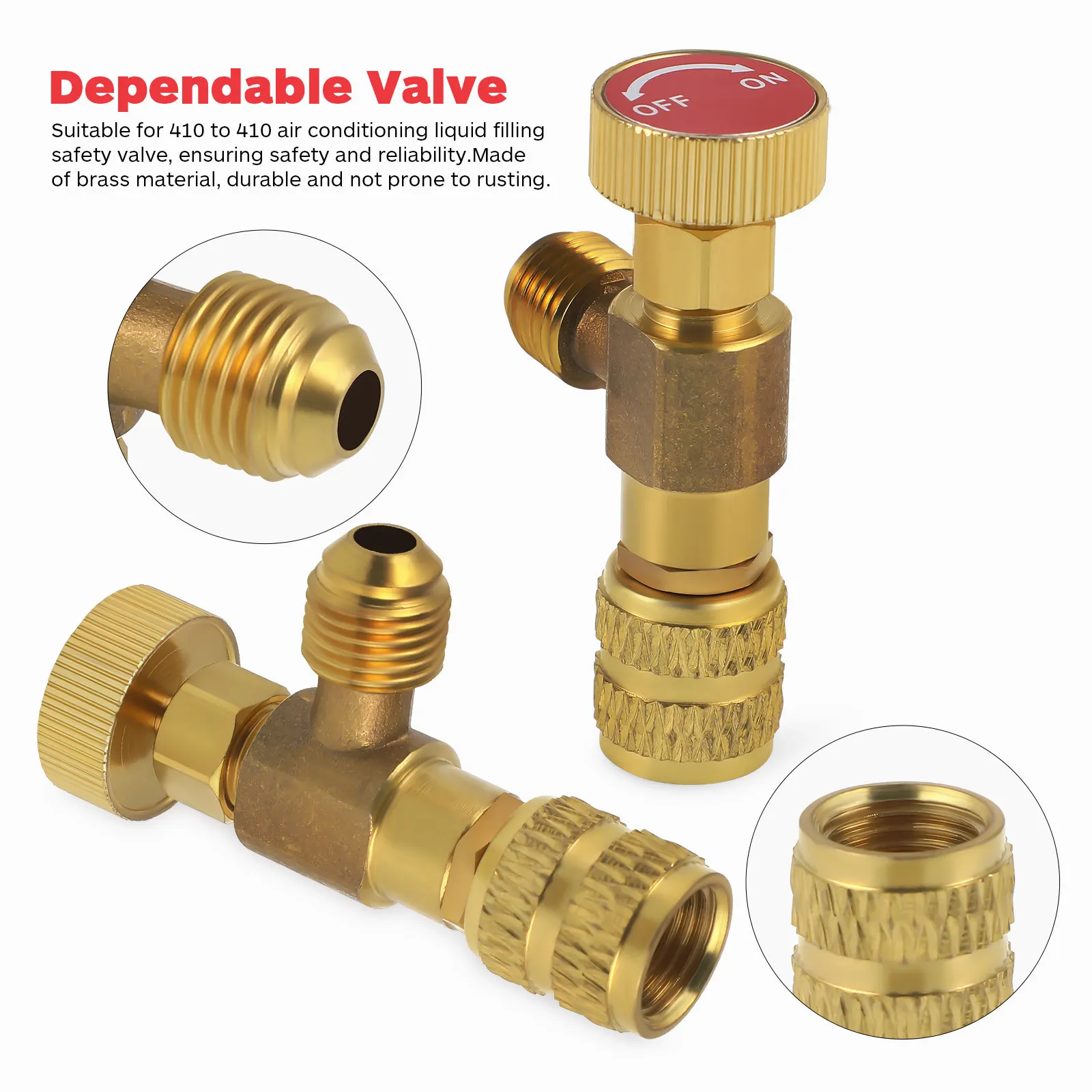 2pcs Brass AC Refrigerant Safety Filling Valve for R410A – Accurate Flow Control & Leak-Proof Shut-Off