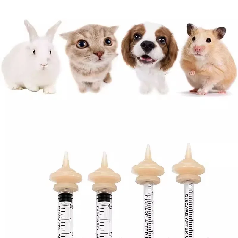 Pet Feeding Nipple Kitten Nursing Syringe for Puppy Silicone Feeding Pacifier for Pets & Wildlife, 1-20ml Oring Syringe Reusable