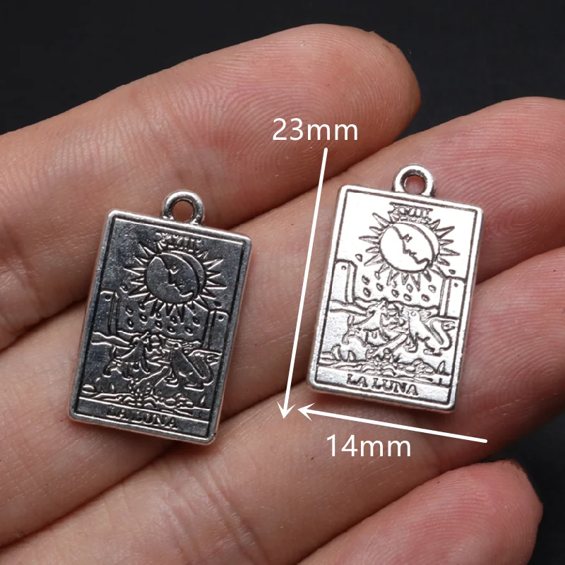 14pcs Silver Plated Hip Hop Style Witch Divination Astrology Tarot Pendant DIY Charm Necklace Bracelet Jewelry Crafts Making