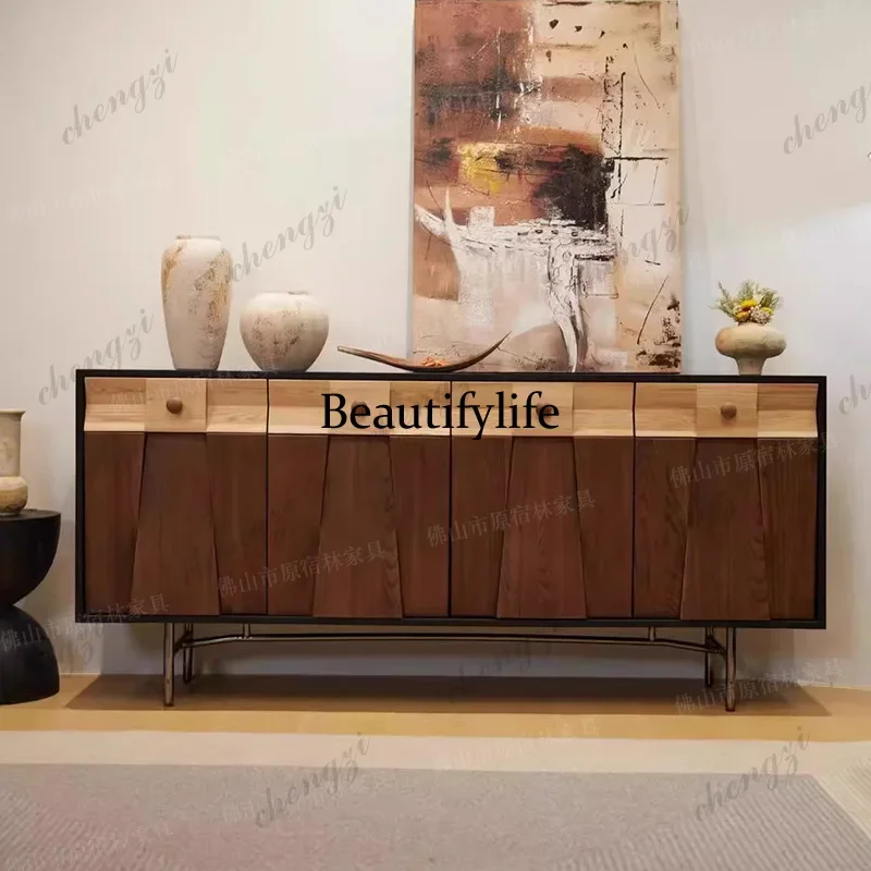 F181 French retro, silent wind, ancient chest cabinet, ash wood tea, storage cabinet