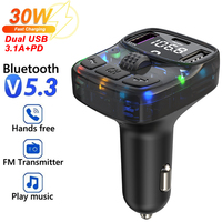 Car Bluetooth FM Transmitter PD 30W Dual USB 3.1A Fast Charger Handsfree Radio Modulator MP3 Player Support U Disk