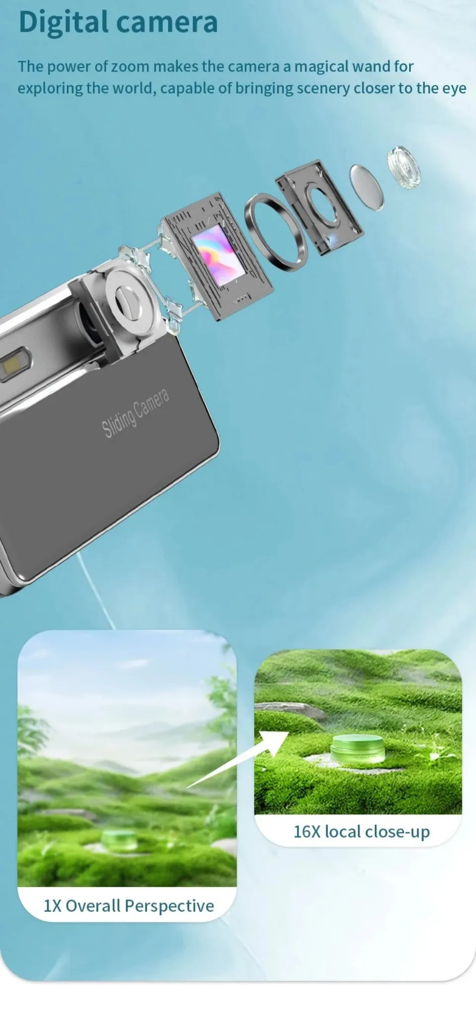 4K HD Sliding Digital Camera 64MP Retro CCD‑Style Mini Camera IPS Screen Multiple Shooting Modes Student Campus Photo Video Cam