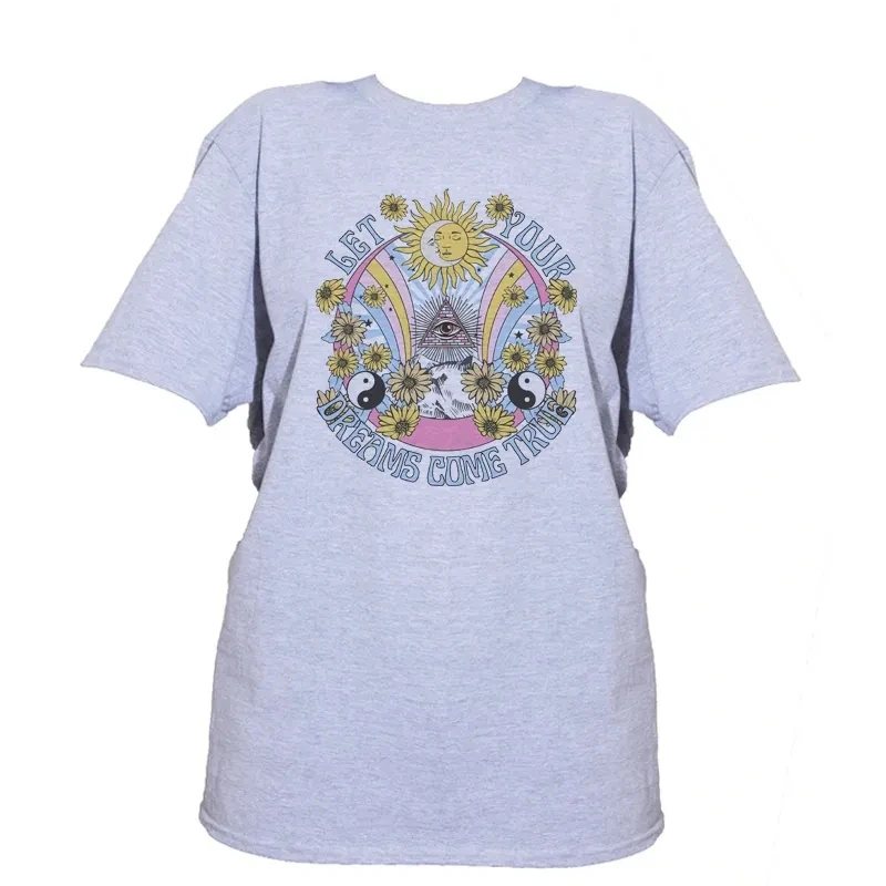 Misztika Mennyei Álom Lesz Igaz Vonalas tshirt Nők évjárat boho Pamut Irdatlan T Ing Hippi retro Esztétikai tops tees