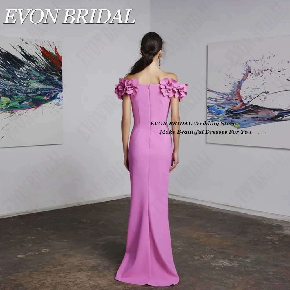 EVON BRIDAL Mermaid Flowers Celebrity Dresses Off Shoulder Satin Floor Length Party Gowns Formal Occasion Dresses Custom