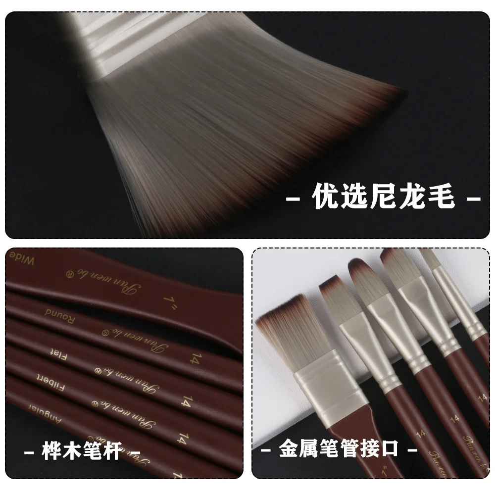 22 Piece Nylon Paint Brush Set with Cloth Roll Bag, Art Brushes for Acrylic Watercolor Oil and Gouache Paint, Mixed Flat Round