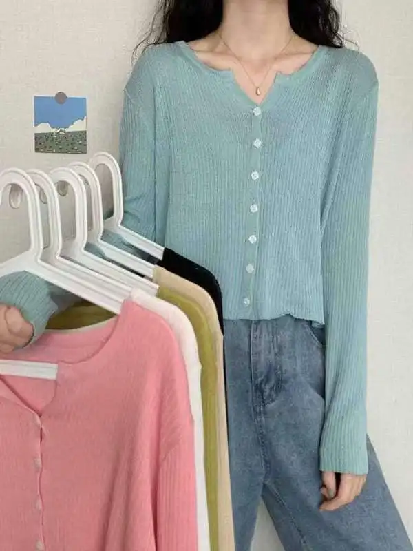 

Легкий длинный вязаный открытый кардиган све, женский ранняя осень 2023, новый маленький размер с высокой талией, топ Sli