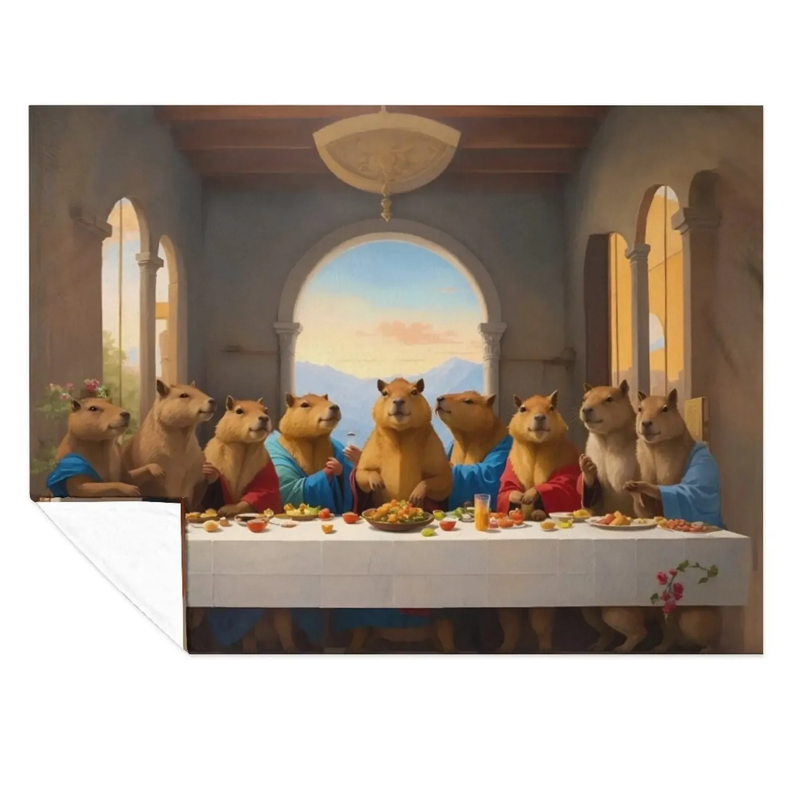 

Capybara Last Supper Throw Blanket Luxury Brand for winter Furry For Sofa Thin Blankets