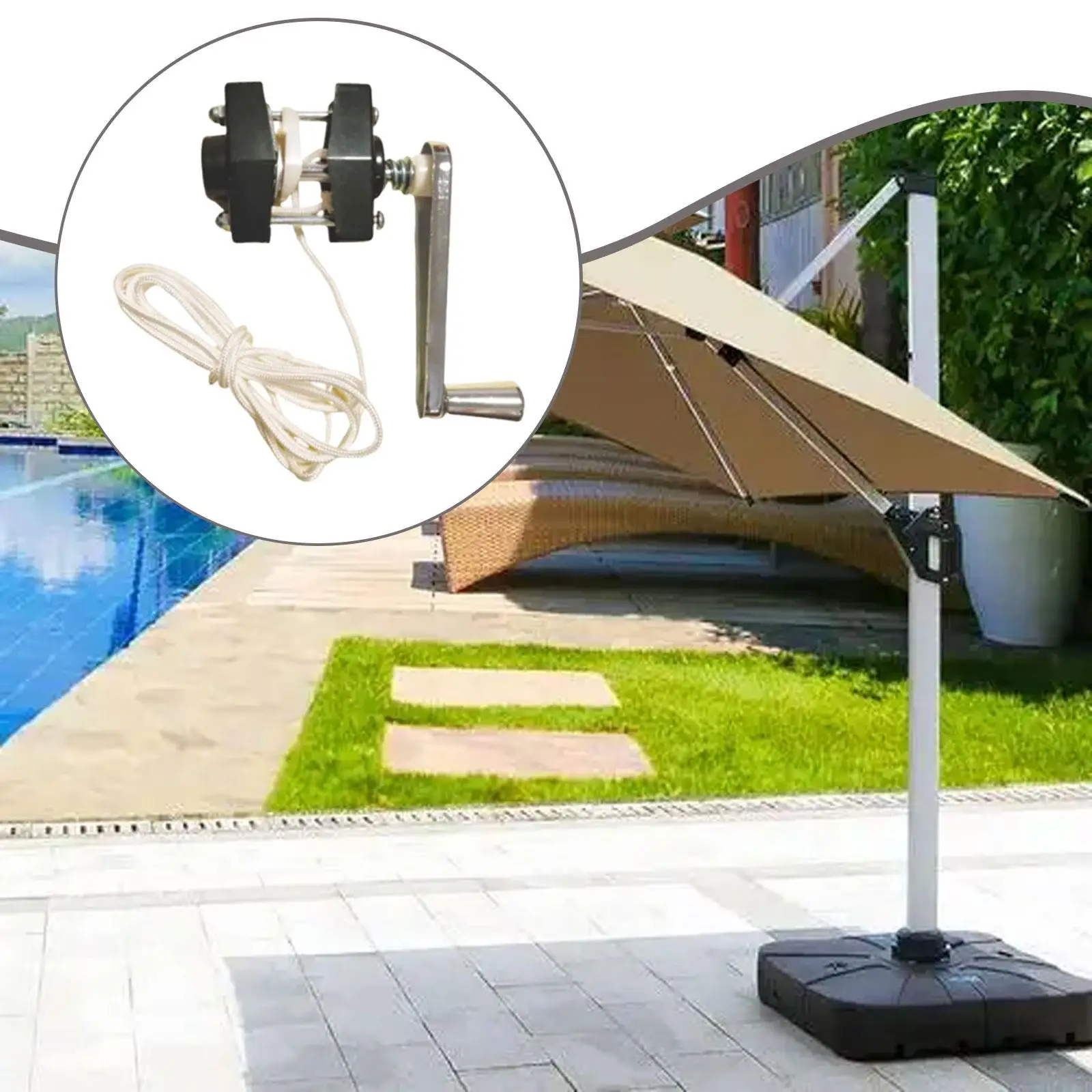 Sturdy Plastic Patio Umbrella Crank Handle Easy Install Accessory for Strong Windproof Garden Shade