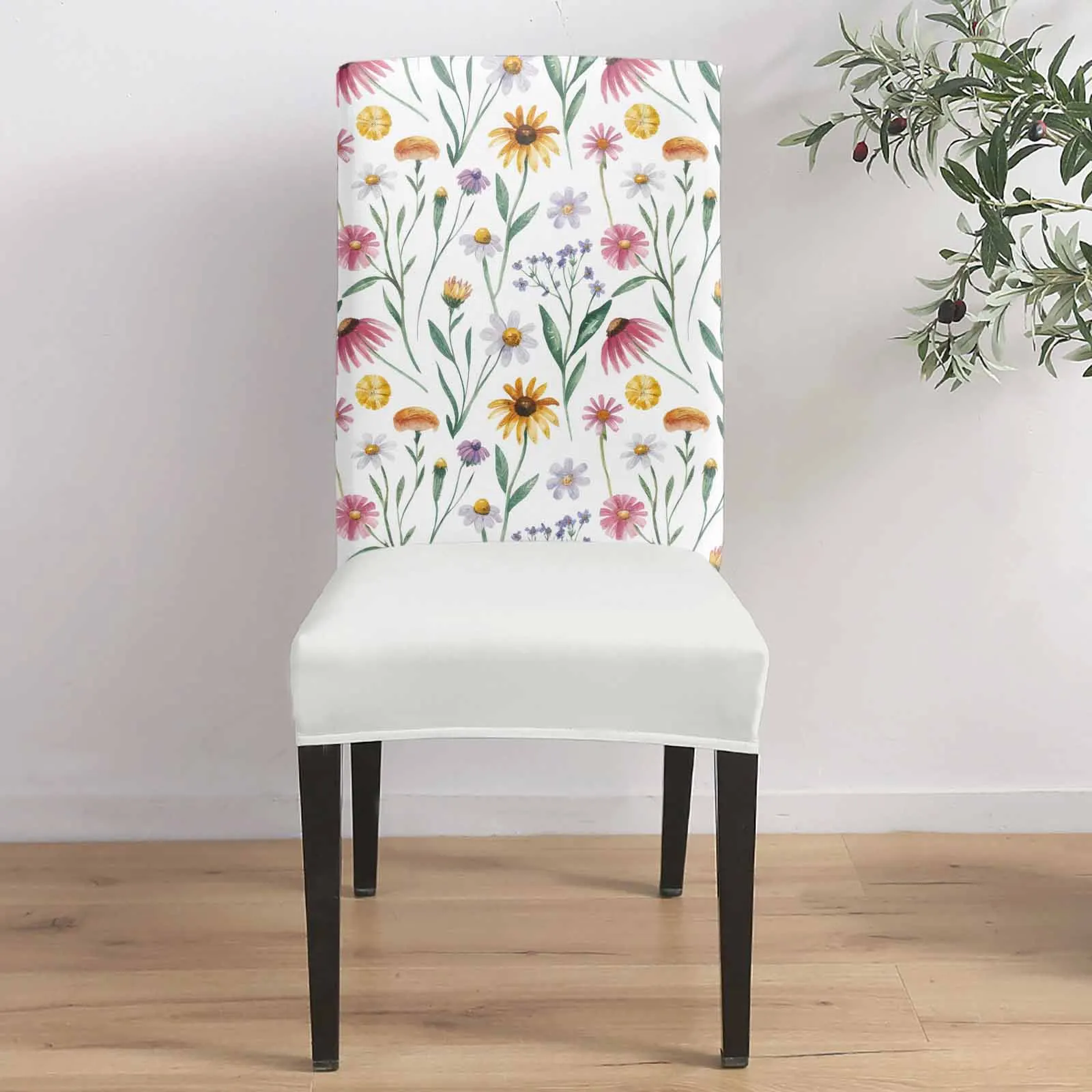 

Watercolor Chrysanthemum Leaf 4/6/8PCS Spandex Elastic Chair Case For Wedding Hotel Banquet Dining Room