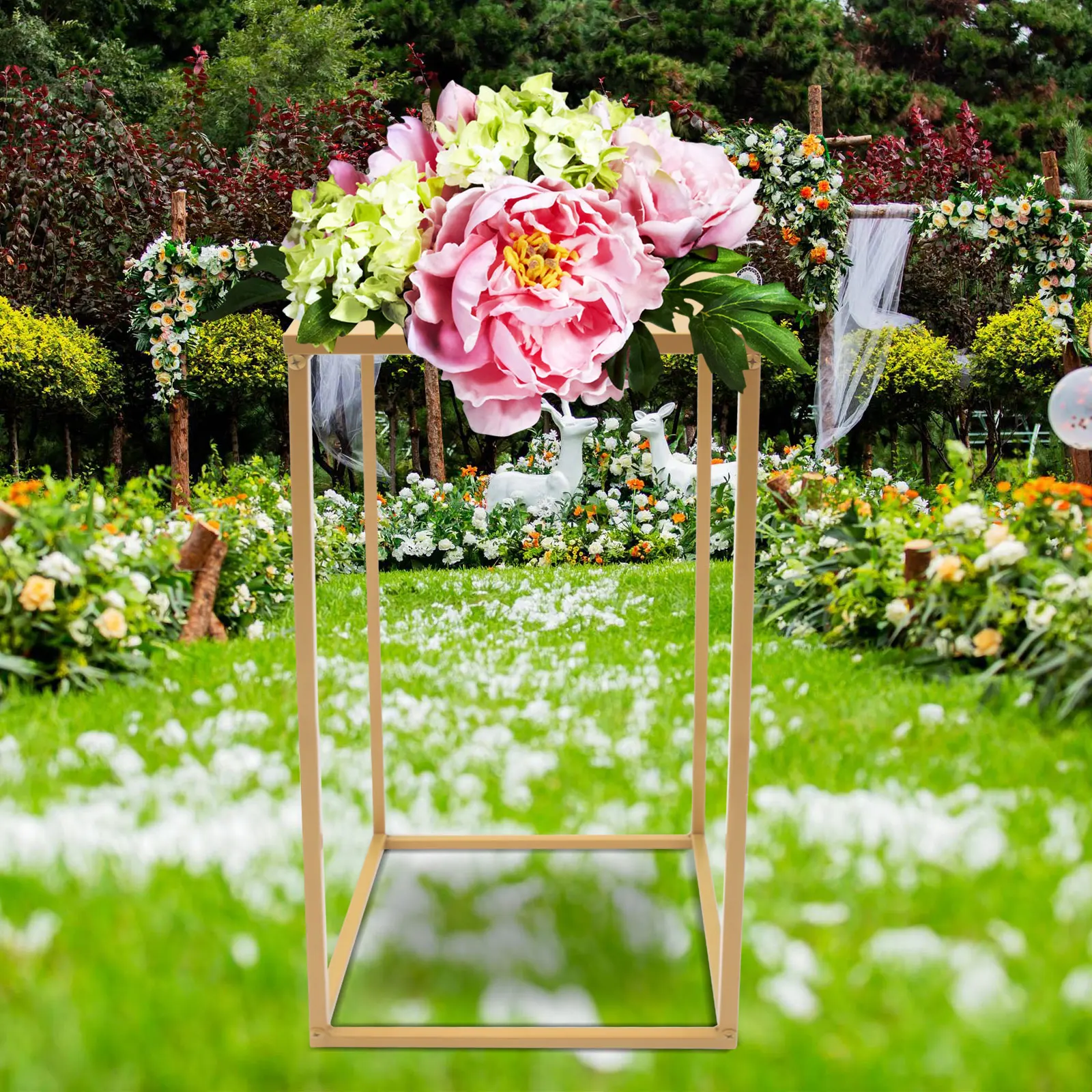 10PCS Gold Metal Floor Vase Column Flower Stand Centerpiece Vase For Tables For Wedding Party Decoration