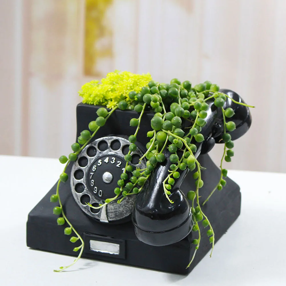 

1Pcs Resin Succulent Plant Pot Telephone-Shaped Flower Holder Retro Style Decorative Flowerpot for Office Window Desk Potted
