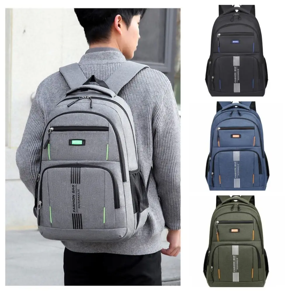 Solid Color Men's Backpacks Multi-functional Large Capacity Travel Knapsack Widened Shoulder Straps College Style