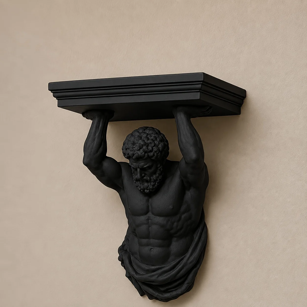 3D‑Printed Mini Atlas Wall‑Mount Shelf, Greek Mythology Sculpture Floating Storage Rack, Vintage Home Wall Decor