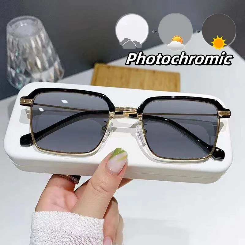 

Men's Business Photochromic Presbyopia Eyewear Outdoor Color Changing Far Sight Eyewear Ultra Light Far Sight Eyeglasses Glasses