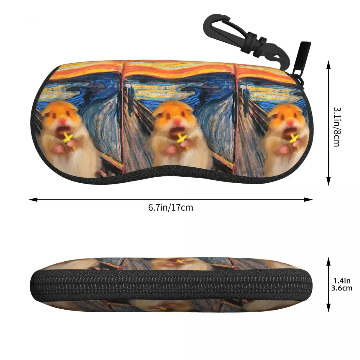 Scared Hamster Meme Holding Sacred Cross The Scream Painting Shell Glasses Case Sunglasses Box Women Men Eyeglasses Bag Pouch